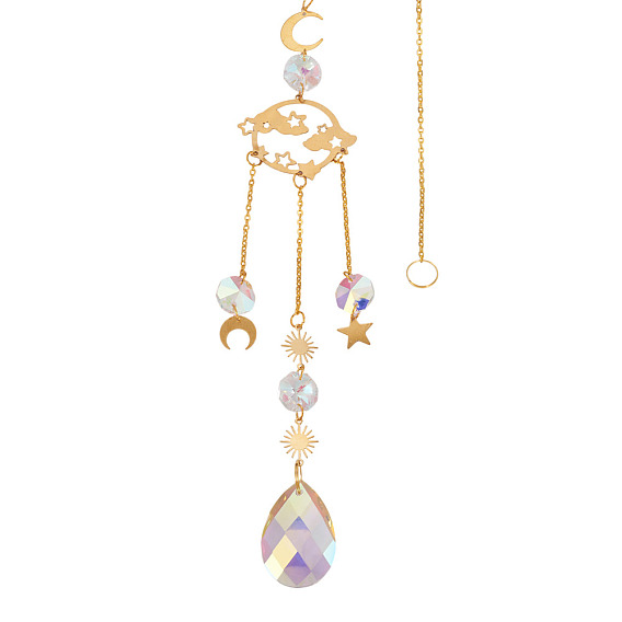 1 Декоративный подвесной элемент в виде ловца солнца из граненого стекла, с латунной и железной фурнитурой, для дома, садовый декор, планета