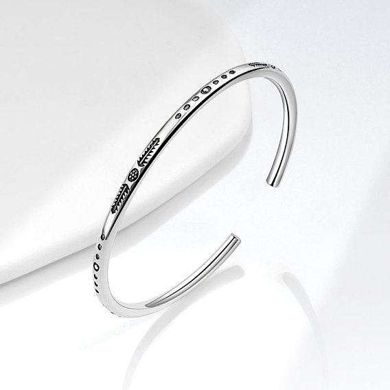 Браслеты-манжеты из латуни с гравировкой для женщин и мужчин, перо