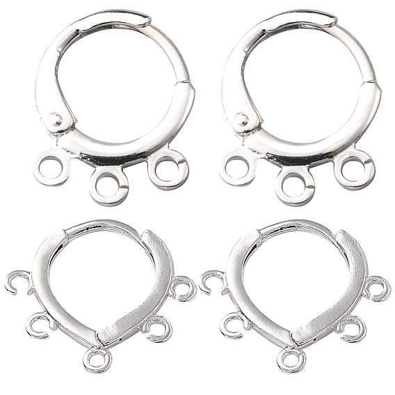 20шт 2 стиль латунные серьги-кольца Huggie Hoop фурнитура, с горизонтальными петлями