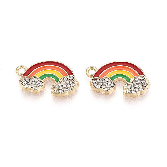 Подвески из эмалевого сплава легкого золота, радужное очарование, со стразами, без свинца, без никеля и без кадмия, стойки покрытие