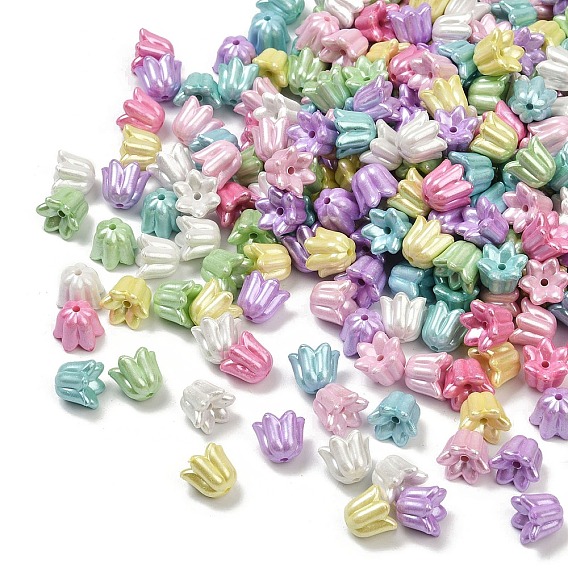 Непрозрачные акриловые бусины с имитацией жемчуга, сиреневые