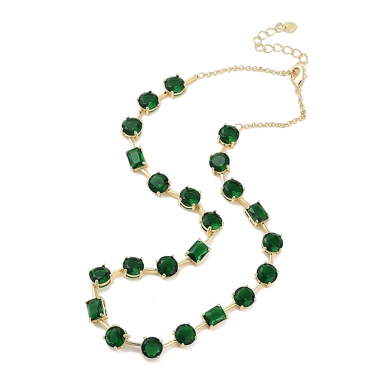 Латунные ожерелья с покрытием стойки, с плоскими круглыми стеклянными шариками, без кадмия и без свинца