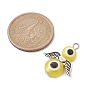 10Pcs 10 Styles Evil Eye Resin Bead Pendants, Angel Charms with Antique Silver & Antique Golden Plated Alloy Wings