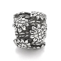 304 Stainless Steel European Beads, Large Hole Beads, Column with Leaf Pattern