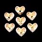 ABS Plastic Imitation Pearl Beads, Golden Metal Enlaced, Heart, Faceted