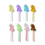 Luminous Translucent Resin Big Pendants, with Platinum Tone Iron Loops, Plastic, Glow in the Dark Dinosaur Lollipop Charm