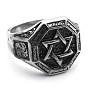 304 из нержавеющей стали кольца палец для мужчин, восьмиугольник с узором в виде звезды Давида