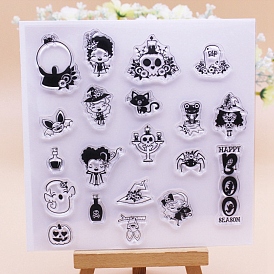 Halloween Theme Clear Silicone Stamps, for DIY Scrapbooking, Photo Album Decorative, Cards Making