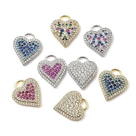 Латунные микро проложить кубического циркония подвески, сердце прелести, стойки покрытие, долговечный, без кадмия и без свинца
