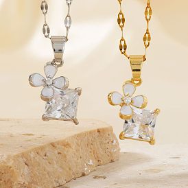 Осенняя европейская и американская мода: ожерелья с подвесками в виде клевера и ветряной мельницы из латуни с прозрачными кубическими цирконами