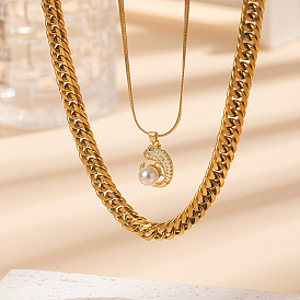 2 шт. леопардовые латунные ожерелья с подвесками из кубического циркония, 201 комплекты цепочек панцирного плетения из нержавеющей стали для женщин, повседневная праздничная одежда