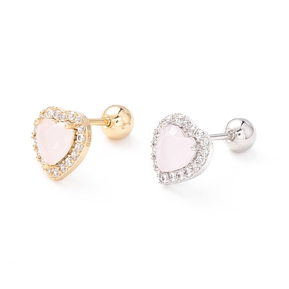 Heart Cat Eye Stud Earrings for Women, Cartilage Earrings, Cartilage Earrings, Clear Cubic Zirconia Earrings with Screw Back Ball Tragus