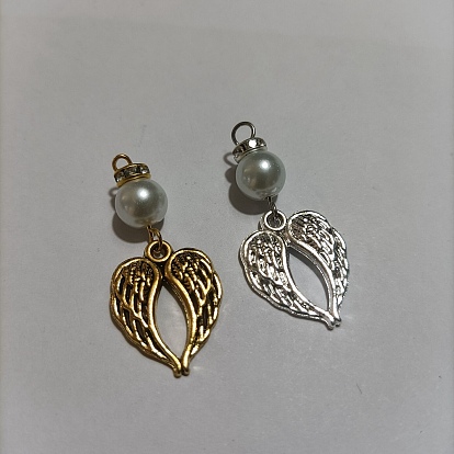 2 piezas 1 juego de colgantes de aleación de zinc, con cuentas espaciadoras de diamantes de imitación de hierro y cuentas de perlas de vidrio