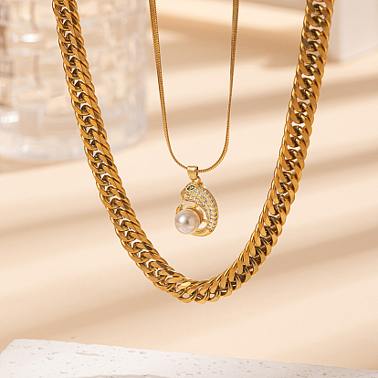 2 шт. леопардовые латунные ожерелья с подвесками из кубического циркония, 201 комплекты цепочек панцирного плетения из нержавеющей стали для женщин, повседневная праздничная одежда