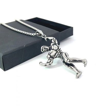 Винтажные подвески для мужчин из нержавеющей стали в виде мускулистого мужчины в спортзале