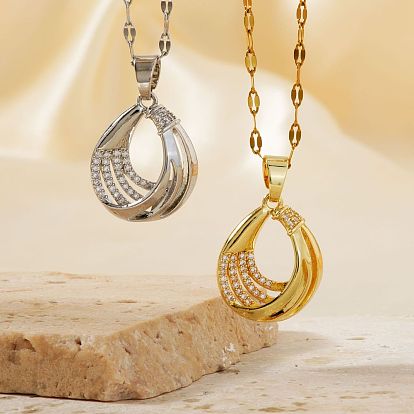 Элегантные французские латунные подвески-капли с микропаве из прозрачных кубических цирконий