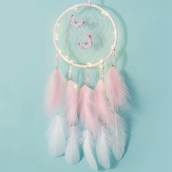 Паутина/сетка из бабочек с украшениями из перьев, подвесные украшения для домашней спальни