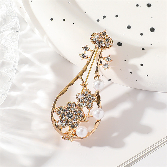 Броши из сплава пипа, с стразами и акриловыми шариками