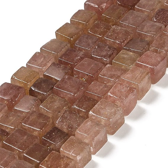 Natural Strawberry Quartz Beads Strands, Cube