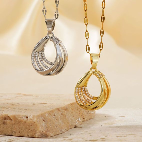 Элегантные французские латунные подвески-капли с микропаве из прозрачных кубических цирконий