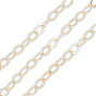 Handmade Brass Flat Oval Link Chains, Cable Chains, Soldered, with Spool, Nickel Free