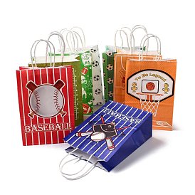 Sacs en papier rectangle, avec une poignée, pour sacs-cadeaux et sacs à provisions, thème sportif