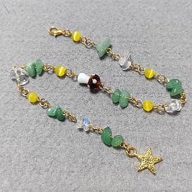 Adornos colgantes hechos a mano con lampwork y piedras preciosas naturales y sintéticas., con broches de langosta de la aleación de la garra