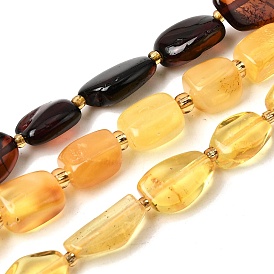 Янтарные шарики нити, самородки, упавший камень, с бисером