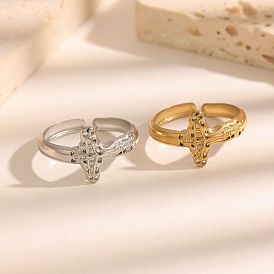 304 Stainless Steel Open Cuff Rings, Cross
