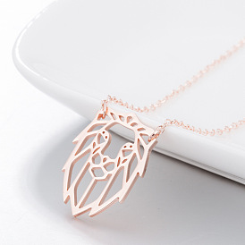 Lion Head Stainless Steel Pendant Necklace for Women with Unique Design and Chic Collarbone Chain