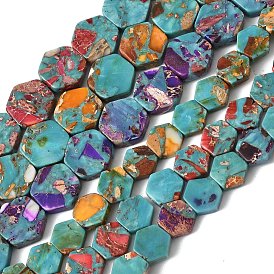 Окрашенные нити синтетических бус императорской яшмы, шестиугольник