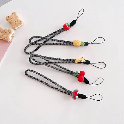 Nylon Adjustable Wrist Straps Hand Lanyard, for Mobile Accessories, with Silicone Cabochons