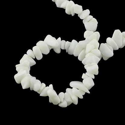 Synthetical Chip White Jade Bead Strands, 6~13x4~6x1~6mm, Hole: 1mm, about 245pcs/strand, 34.6 inch