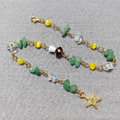 Adornos colgantes hechos a mano con lampwork y piedras preciosas naturales y sintéticas., con broches de langosta de la aleación de la garra