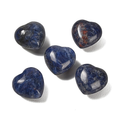 Natural Sodalite Heart Love Stone, Healing Pocket Palm Stone for Reiki Balancing