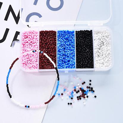 6000Pcs 5 Colors Glass Seed Beads, Opaque Colours Seed, Round