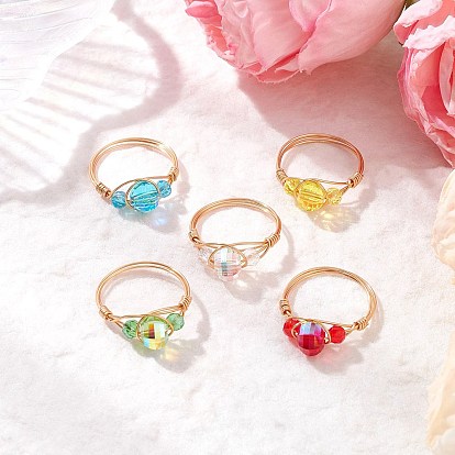 Стеклянные кольца для пальцев, женское кольцо из медной проволоки