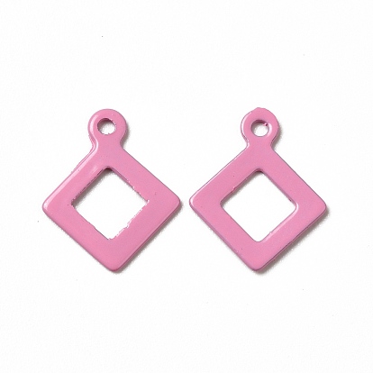 Spray Painted 201 Stainless Steel Charms, Rhombus Charm