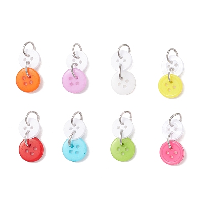 Непрозрачные акриловые подвески, с 304 кольцами из нержавеющей стали, плоско-круглые