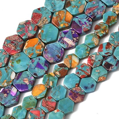 Окрашенные нити синтетических бус императорской яшмы, шестиугольник