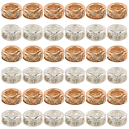 50шт 2 цветные латунные бусины со стразами, рондель