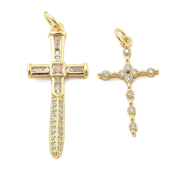 Настоящие 18 k позолоченные латунные подвески с микропаве и кубическим цирконием, без кадмия, без никеля и без свинца, крест прелести, с целью перехода в кольце