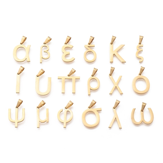 304 Edelstahl Anhänger, griechisches Alphabet