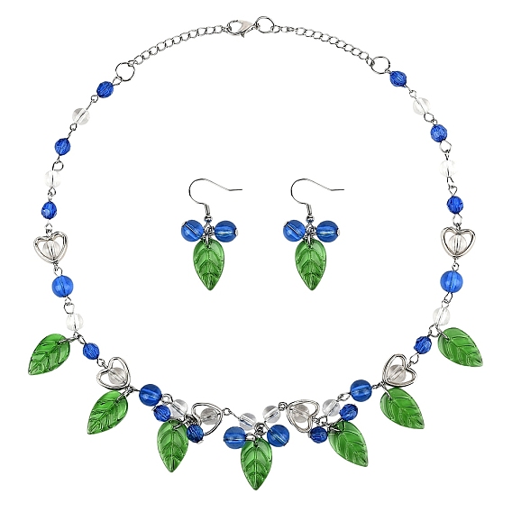 304 ожерелья и комплекты серег-колец из нержавеющей стали, с подвесками ручной работы из лэмпворка и акрила