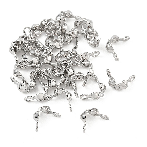SHEGRACE Brass Bead Tips, Calotte Ends, Clamshell Knot Cover, Cadmium Free & Nickel Free & Lead Free, Long-Lasting Plated