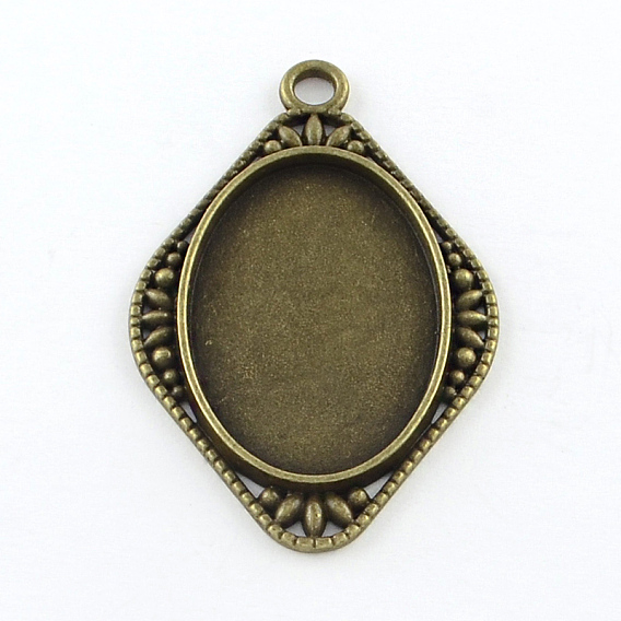 Tibetan Style Alloy Pendant Cabochon Settings, Cadmium Free & Lead Free
