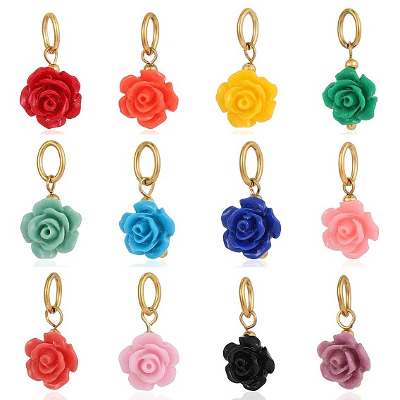 12шт. 304 подвески из нержавеющей стали и смолы, цветок, ионное покрытие (ip), реальный 18 k позолоченный