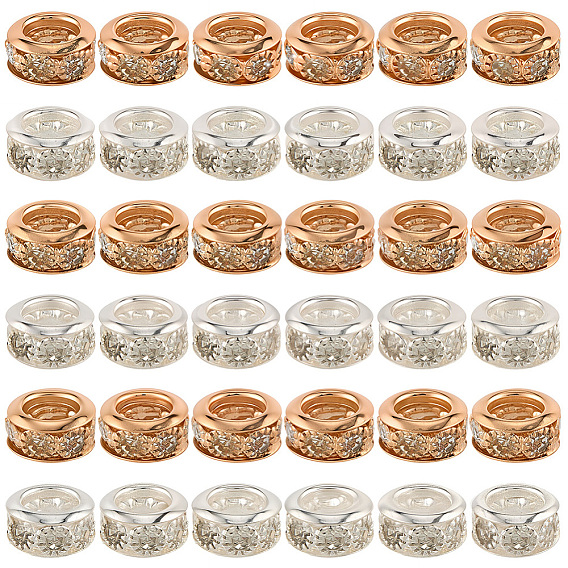 50шт 2 цветные латунные бусины со стразами, рондель