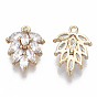 Brass Micro Pave Cubic Zirconia Pendants, Nickel Free, Leaf, Clear