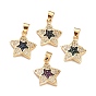 Brass Micro Pave Cubic Zirconia Pendants, Golden, Star